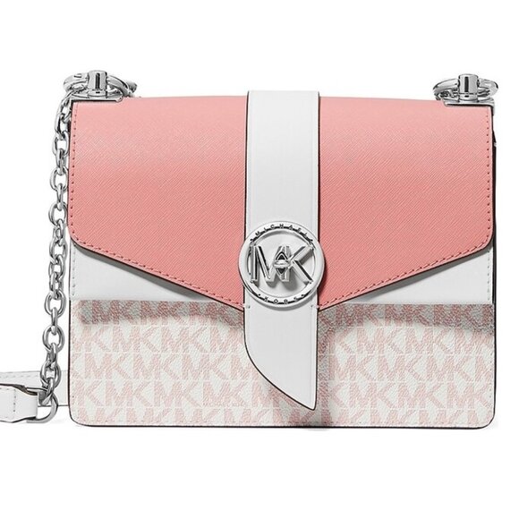 $140 OFF ✅ Michael Kors GREENWICH SM Color-Block Logo Leather Crossbody ⭐ NWT - Picture 1 of 17